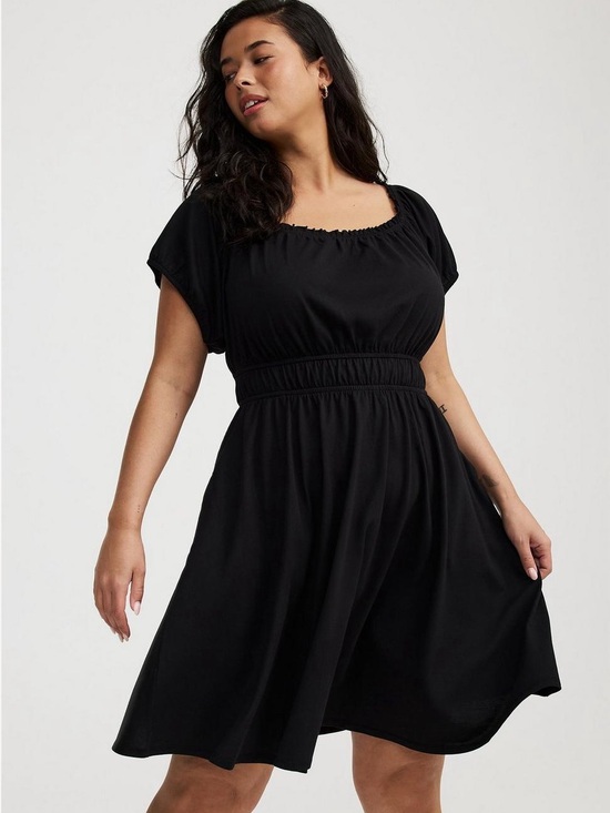 torrid Dresses & Skirts - torrid Black Mini Cotton Jersey Shirred Dress